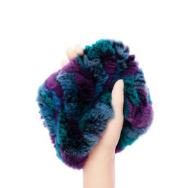 Real Fur Headband Women's Weather Rex Rabbit Fur Neck Loop Warmer Fluffy