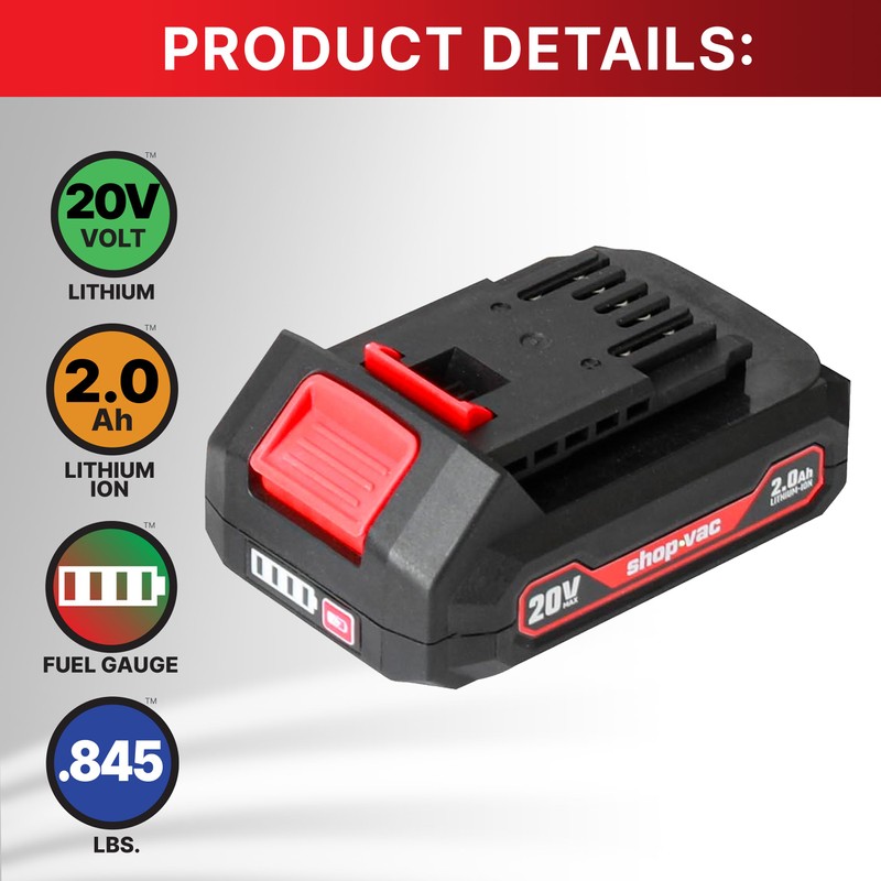 Shop-Vac 20V Lithium Battery 2.0Ah