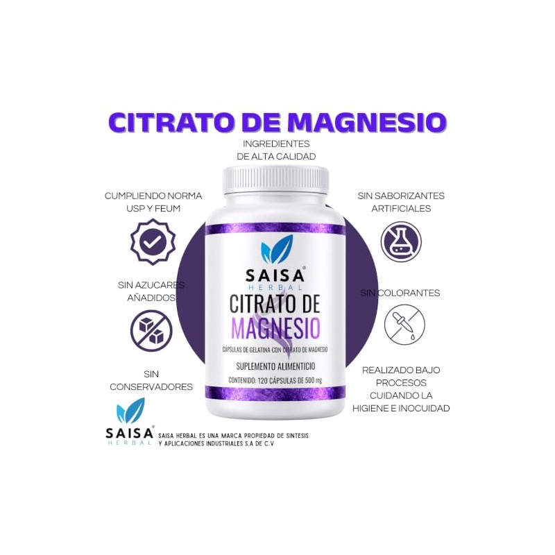 Citrato de Magnesio y Citrato de Potasio con 120 cápsulas