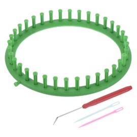 PATIKIL 36 Hooks Round Knitting Loom Machines Kit, 24cm OD Darning Weave Tool with Accessories for Scarf Sweater Shawl Blankets Mending Weaving Stitching, Green