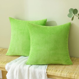 EMEMA Corduroy Cushion Cover, Decorative Granules, Sofa Cushion, Decorative Cushion Covers, Couch Cushion Cover, Throw Cushion Cover, Decorative Cushion for Couch, Sofa, Living Room, Set of 2, 45 x 45 cm, Fruit Green