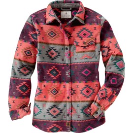Legendary Whitetails Women's Trail Guide Fleece Button Down Shirt, Coral Print, Medium