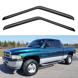 KPY Window Visor Compatible with Dodge Ram 1500 1994-2001 & Dodge Ram 2500/3500 1994-2002 (Excludes Towing Mirror), Rain Guard Side Window Vent Deflectors Tape-On Style, 1995 1996 1997 1998 1999 2000