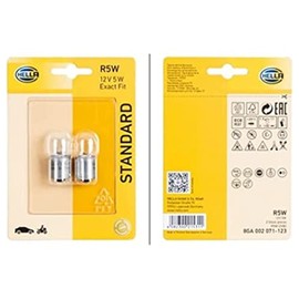 HELLA 8GA 002 071-123 Bulb - R5W - Standard - 12V - 5W - Socket Type: BA15s - Blister - Quantity: 2
