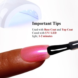 Ozzeal Pearl Gel Nail Polish, Pink Glitter Gel Nail Polish Sparkle Shimmer Gel Pearl Glitter Nail Polish Spring Summer Soak off LED UV Gel Nail Polish for Art DIY Manicure 15ML