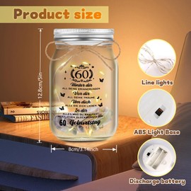 60th Birthday Woman Man LED Bottle Light Birthday, 60th Money Gifts Birthday Packaging, 60th Birthday Gift Night Light Gifts Decoration, Cool Gift Ideas for 60th Birthday Table Decoration