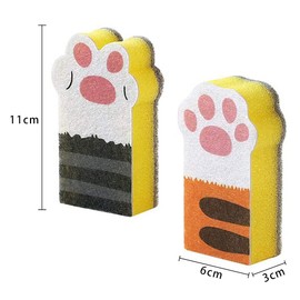 3 Pcs Sponge Brush Cat Claw-Shaped Cleaning Sponge Block Thickening Decontamination Kitchen Brush Sponge Cute Household Cat Claw Sponge Wipe for Kitchen