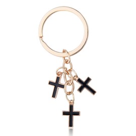 Black Cross Keychain for Women Men Christian Religious Keychain for Wallet Purse Cross Charm Key Chain Accessories for Bags Christian Christmas Birthday Gifts for Ault Teen