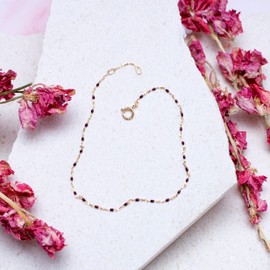 Carissima Gold Women's 9ct Yellow Gold Red Enamel Bead Mini Trace Chain Bracelet