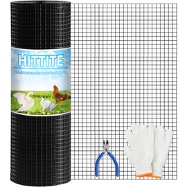 HITTITE Hardware Cloth 1/2 inch 36 x 50 ft, 19 Gauge Welded Black PVC Coated Wire Mesh, Galvanized Welding Chicken Wire Fence Mesh for Chicken Coop and Home Improvement Projects.