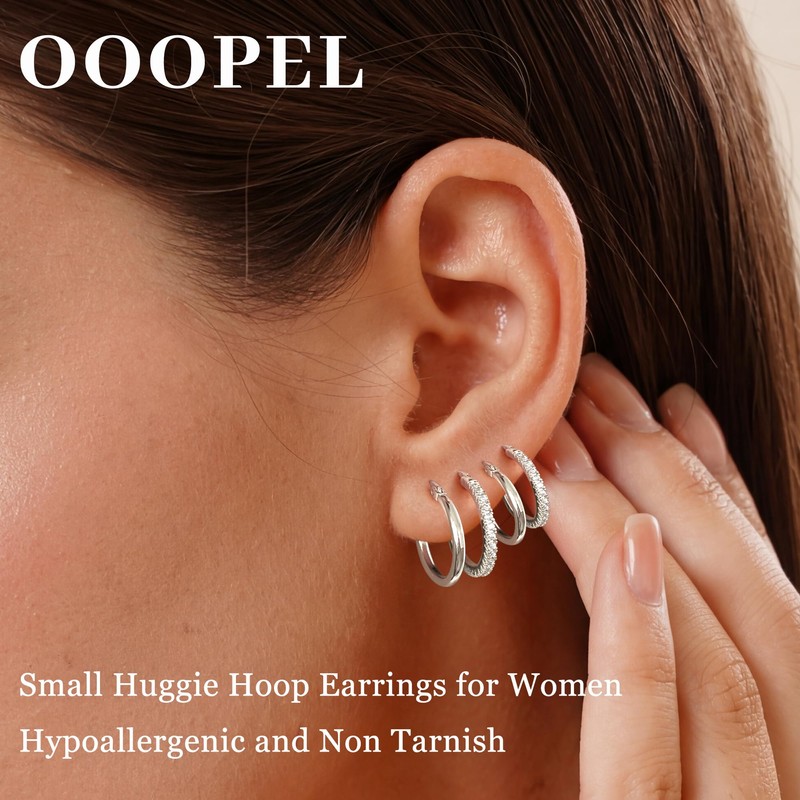 OOOPEL Small Sterling Silver Hoop Earrings Small Huggie Hoops Earring