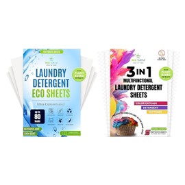 Eco Turtle Laundry Detergent Sheets - 3in1 and Regular Bundle Pack of 1 - Eco-Friendly, Zero Waste, Plastic-Free Laundry Washing Machines Soap Sheets, Concentrated Liquidless Laundry Soap - 100 Loads