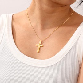 Lydow Mom Cross Necklace for Women, Christian Religious Gifts Jewelry Mommy Mama Mother Mum from Daughter Son Christmas Valentines Birthday Presents Her Gold
