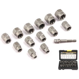 Bolt Extractor Kit set,Impact Bolt & Nut Remover Set,Bolt Extractor Set Heavy Duty,14 Pieces,W/ 3/8 Inch Adapter Tool and Storage Case.
