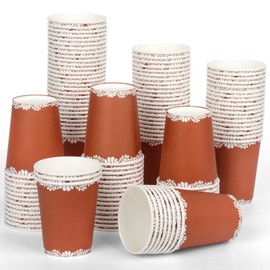 Houuqe 120 PCS Platos De Barro Mexicanos Cielito Lindo Party Decoration Mexican Paper Drinking Cups, Mexican Terracotta Flower Clay Pottery Paper Cups Party Supplies for Wedding Birthday Party