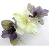 Triple Lavender and Cream White Apple Blossom Silk Hair Comb
