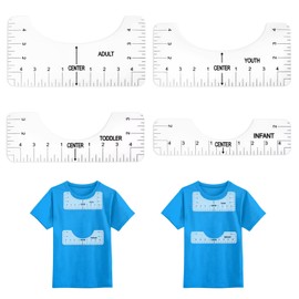 AWAVM 4 Pieces Transparent T-Shirt Alignment Ruler T-Shirt Guide Ruler Round Neck Calibration Tool PVC Ruler Clothing Design Accessories Positioning Collar Alignment Tool