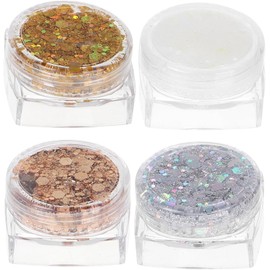 Gel de Brillantina para Rostro y Cuerpo 4 Piezas, Lentejuelas Cabello y Maquillaje, Uso Diario y Festivales, Aplicación Fácil, Apto para Niños y Mujeres