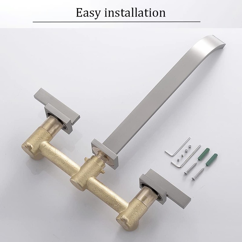 BEIYI Wall Mount Tub Filler, Brushed Nickel Wall Mounted Bathtub