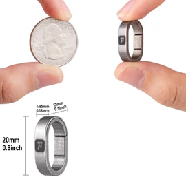 TIMULTI Titanium Key Chain, Key Ring, Carabiner, For Connecting, Mini Hook, Quick Release Connector, 1 x Grey/Continuous Ring + 2 x Gray/Side Push Keyring