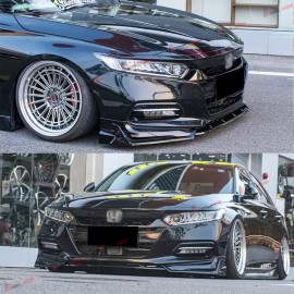 HHENGYISOUL For Honda Accord 2018-2020 Carbon Gloss Black Look Front Bumper Lip Splitter Kit