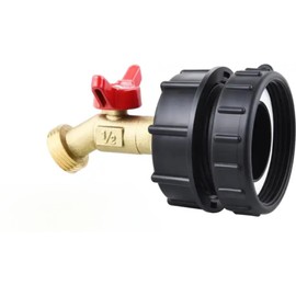 Tote to Garden Hose Adapter, 2-inch Fine/Coarse Thread Compatible, 3/4-inch GHT Connection with Brass Ball Valve