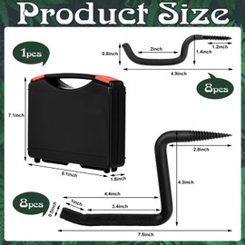 4 inch Tree Climbing Spikes and Bow Hooks, 8 Pcs Screw in Tree Steps for Hunting and 8 Pcs Bow Hooks for Tree, Hunting Accessories for Outdoor Hunting Climbing to Tree Stands, Self Tapping Screw Mount