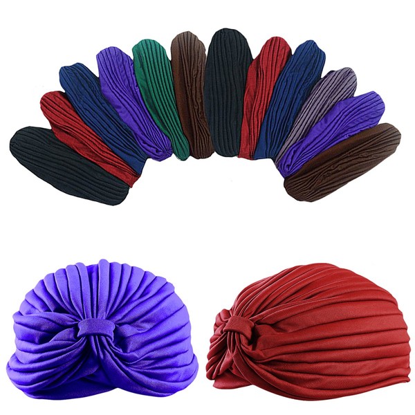 Dozen Pack- 12 Dark Colored Beautiful Turbans