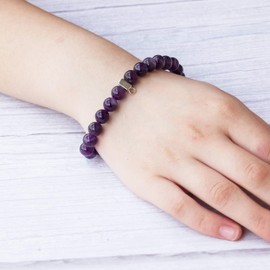 Philip Jones Amethyst Gemstone Bracelet with Paw Charm Created with Zircondia® Crystals
