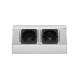 Miratic Corner Socket 2 x 2P+Z, Silver without Schuko