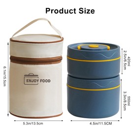 Portable Insulated Lunch Container Set,Stainless Steel Bento Box Adult Lunch Box with Bag,Keep Food Warm Food Container,32 oz Leak-Proof Stackable Bento Lunch Box for Adult Men Women(Blue,2 Layer)