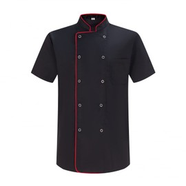 MISEMIYA - Men's Chefs Jacket - Men's Chefs Jacket - Hospitality Uniform 6821, Chef's Jacket 6821b - Black, XXL