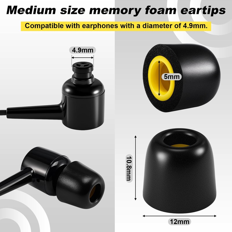TrelaCo 20 Pairs Memory Foam Ear Tips Replacement Earbud Tips