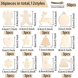 Crafts Christmas, 86 Pieces Wooden Christmas Decoration Pendants, Craft Set Christmas, Wooden Pendants Christmas, Wooden Discs Christmas Decoration Christmas Tree Decoration Hanging Christmas Crafts