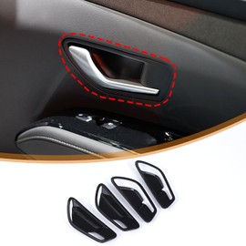 Lcojicep Car Inner Door Handle Bowl Cover Trim Compatible with Hyundai Tucson/Santa Cruz 2022-2024 Inner Door Handle Bowl Cup Bottom Protector Cover Decorative Accessories (Piano Black)