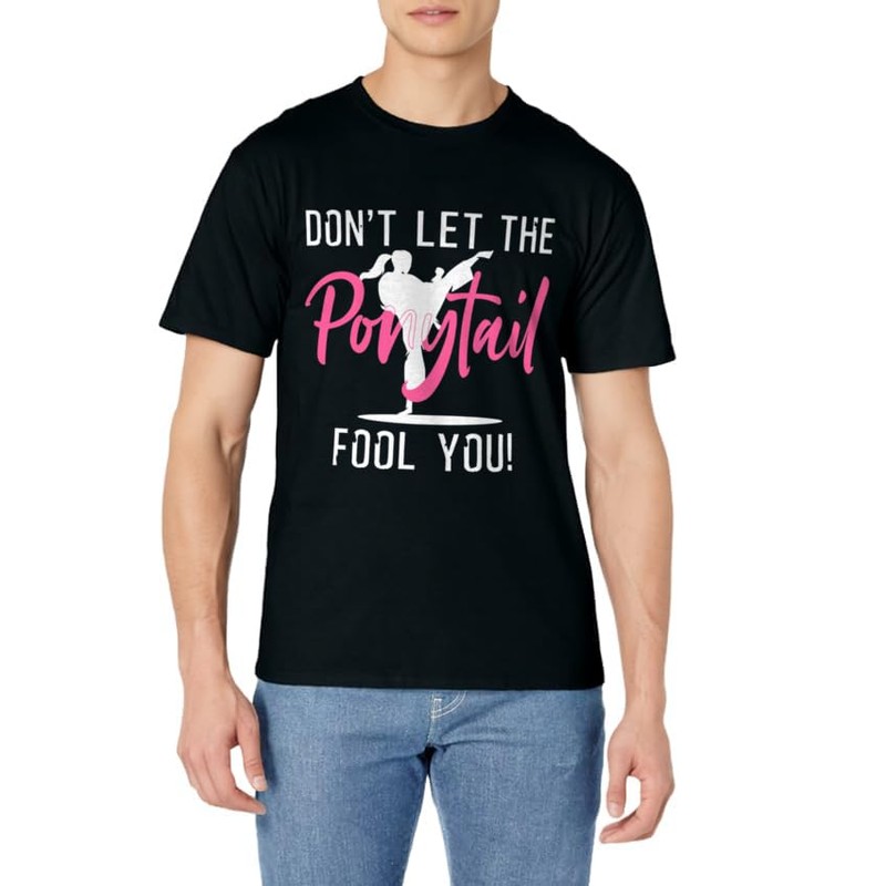 Funny Girl Karate Design Kids Women Kickboxing Black Belt T-Shirt