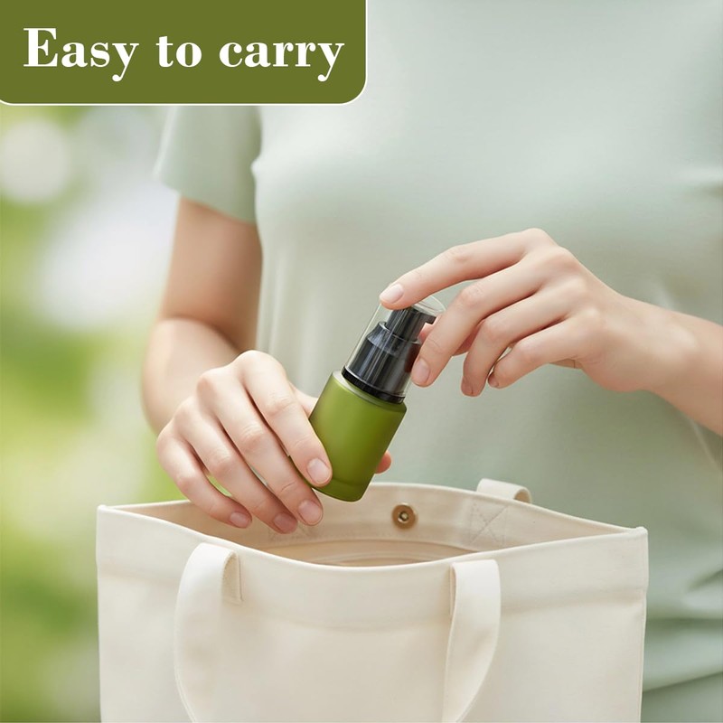 60ml/2OZ Refillable Glass Pump Bottle Frosted Green Cosmetic Makeup Emulsion