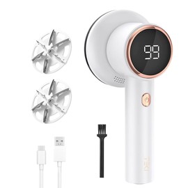 Fabric Shaver Lint Remover for Clothes with 2 Speeds, Digital Display, 6 Leaf Blades, USB Rechargeable Sweater Defuzzer to Remove Pilling Fuzz Ball for Furniture, Couch, Coat.