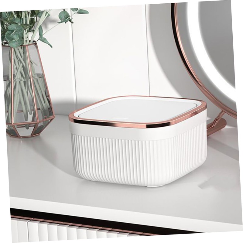 LABRIMP Desktop Trash Can with Pressing Lid Compact Office Waste