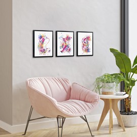 KREATIVE ARTS Ear Anatomy Canvas Wall Art Set of 3 Watercolor Hearing Aid and Cochlear Implant Prints for Audiology Clinic ENT Office Medical Decor for Nurse Doctor 12x16 Inch