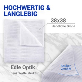 Waffle Cloths – Microfibre Cloth with Waffle Structure – Pack of 10 – Size: 38 x 38 cm – Colour: White – Rags, Cleaning Cloths, Cleaning Cloths – Bathroom, Kitchen, Catering