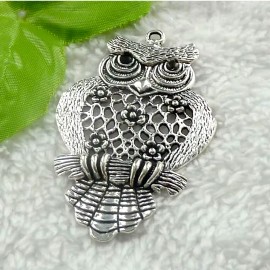 Fashion Jewelry X Large 3D OWL BIRD Pendant on 22" 925 Plated Sterling Silver Necklace Women Men