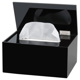 Wipes Holder Container Refillable, Acrylic Dispenser Box for Disposable Wipes, Rectangle Disposable Face Towels, Black