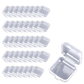 HONGYIECO 80 Pcs Mini Square Storage Containers and Organizer with Hinged Lid,Transparent Craft Supply Box for Earrings Chains Tiny Items Earplug