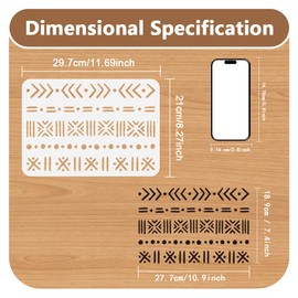 Doodlream Tribal Mudcloth Wall Stencil Template 11.7 x 8.3 Inch Reusable Plastic Border Stencil for Painting on Wood Wall Floor Fabric Glass Furniture, DIY Home Decor or Craft Stencil