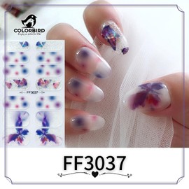 COLORBIRD Nail Seal, Glittering Swallowtail, Spring and Summer, Just Stick Manicure, Crystal, Cute, Butterfly, Flower, Sheer, Foil, Pearl Parts (FF3037 FF3038)