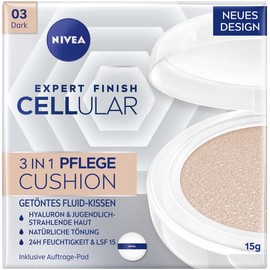NIVEA NIVEA Cellular Expert Finish 3in1 Pflege Cushion f??r dunkle Hautt?ne (15 g), Make-up mit Hyaluron, Kollagen-Booster und LSF 15, feuchtigkeitsspendende Cushion Foundation