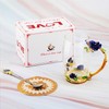 WD&CD Rose Butterfly Glass Tea Coffee Cups Mugs with Spoon