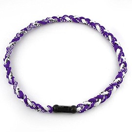 MapofBeauty 18" Sport Style Two Colors Fashion Three Braided Rope Tornado Necklace (Purple/White)