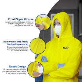 YIBER Hazmat Suit Disposable Coveralls | Full Body Protective Suits in 7 Sizes with Multiple Specifications & Heavy-duty PPSB Material & PE Film | Safe for Countless Applications
